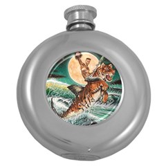 Tiger Shark Round Hip Flask (5 Oz) by redmaidenart