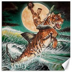 Tiger Shark Canvas 12  X 12   by redmaidenart