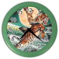 Tiger Shark Color Wall Clocks by redmaidenart