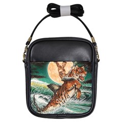 Tiger Shark Girls Sling Bags by redmaidenart