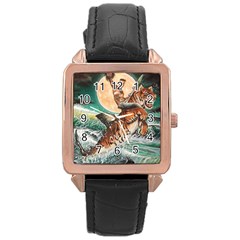 Tiger Shark Rose Gold Leather Watch  by redmaidenart