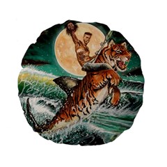 Tiger Shark Standard 15  Premium Flano Round Cushions by redmaidenart