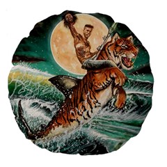 Tiger Shark Large 18  Premium Flano Round Cushions