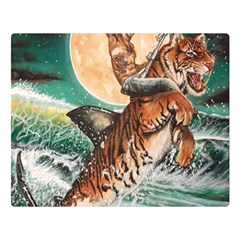 Tiger Shark Double Sided Flano Blanket (large)  by redmaidenart