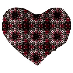 Oriental Ornate Pattern Large 19  Premium Flano Heart Shape Cushions by dflcprints