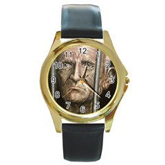 Old Man Imprisoned Round Gold Metal Watch by redmaidenart