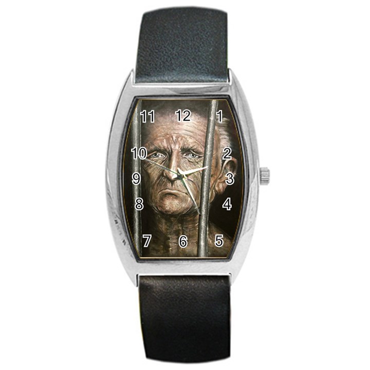 Old Man Imprisoned Barrel Style Metal Watch