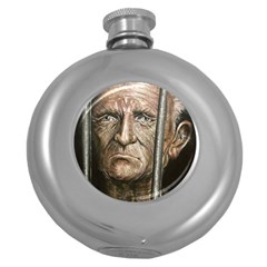 Old Man Imprisoned Round Hip Flask (5 Oz) by redmaidenart