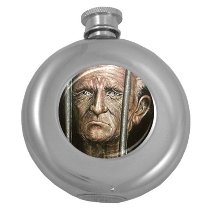 Old Man Imprisoned Round Hip Flask (5 oz)