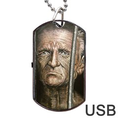 Old Man Imprisoned Dog Tag Usb Flash (one Side) by redmaidenart