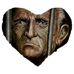 Old Man Imprisoned Large 19  Premium Heart Shape Cushions by redmaidenart