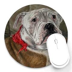 Dog Portrait Round Mousepads by redmaidenart