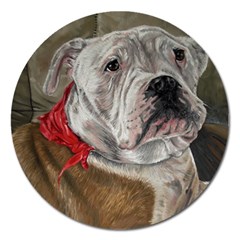 Dog Portrait Magnet 5  (round) by redmaidenart