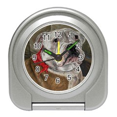 Dog Portrait Travel Alarm Clocks by redmaidenart