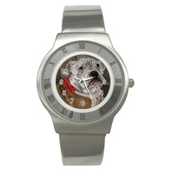 Dog Portrait Stainless Steel Watch by redmaidenart