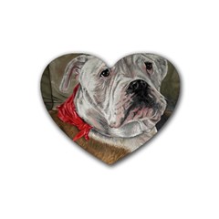 Dog Portrait Rubber Coaster (heart)  by redmaidenart