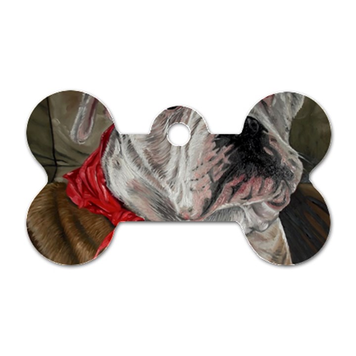 Dog Portrait Dog Tag Bone (Two Sides)