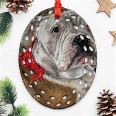 Dog Portrait Ornament (oval Filigree) by redmaidenart