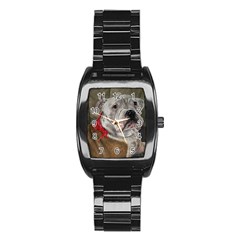 Dog Portrait Stainless Steel Barrel Watch by redmaidenart