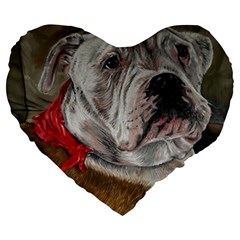 Dog Portrait Large 19  Premium Flano Heart Shape Cushions by redmaidenart