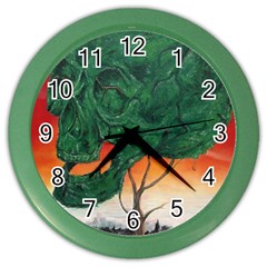 Skull Hedge Color Wall Clocks by redmaidenart