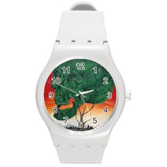 Skull Hedge Round Plastic Sport Watch (m) by redmaidenart