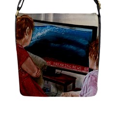 Breaking News Flap Messenger Bag (l)  by redmaidenart