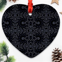 Dark Ethnic Sharp Pattern Heart Ornament (two Sides) by dflcprints