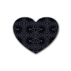 Dark Ethnic Sharp Pattern Rubber Coaster (heart)  by dflcprints