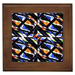 Multicolor Geometric Abstract Pattern Framed Tiles by dflcprints