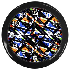 Multicolor Geometric Abstract Pattern Wall Clocks (black) by dflcprints