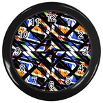 Multicolor Geometric Abstract Pattern Wall Clocks (Black) Front