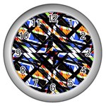 Multicolor Geometric Abstract Pattern Wall Clocks (Silver)  Front