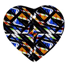 Multicolor Geometric Abstract Pattern Heart Ornament (two Sides) by dflcprints