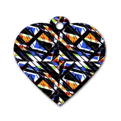 Multicolor Geometric Abstract Pattern Dog Tag Heart (two Sides) by dflcprints