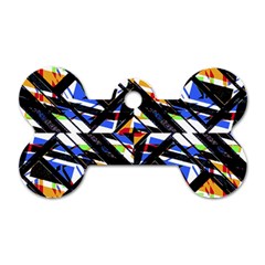 Multicolor Geometric Abstract Pattern Dog Tag Bone (two Sides)