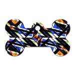 Multicolor Geometric Abstract Pattern Dog Tag Bone (Two Sides) Back