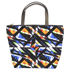 Multicolor Geometric Abstract Pattern Bucket Bags by dflcprints