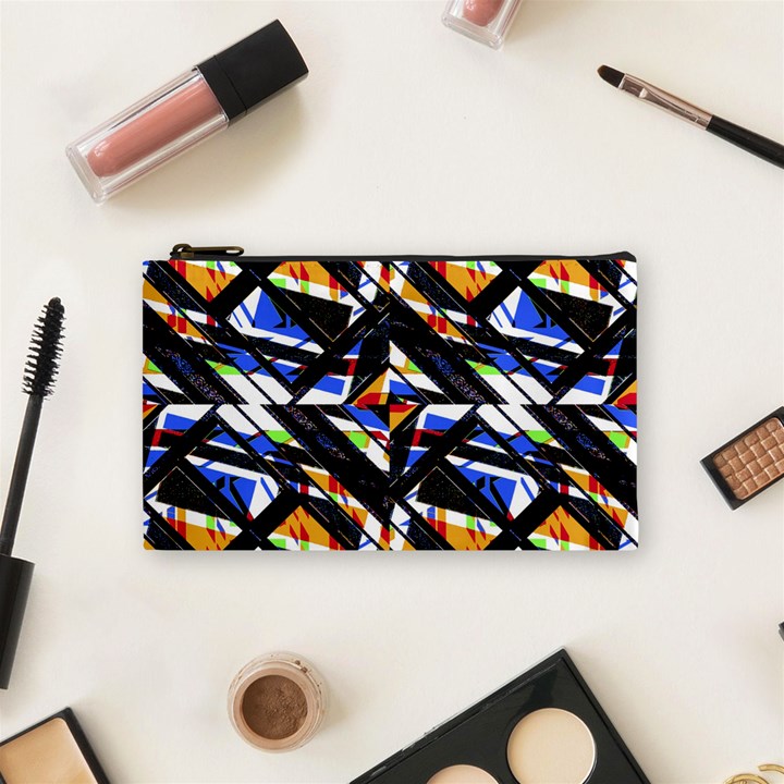 Multicolor Geometric Abstract Pattern Cosmetic Bag (Small) 