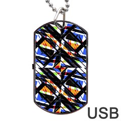 Multicolor Geometric Abstract Pattern Dog Tag Usb Flash (one Side) by dflcprints