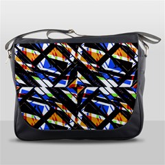 Multicolor Geometric Abstract Pattern Messenger Bags by dflcprints