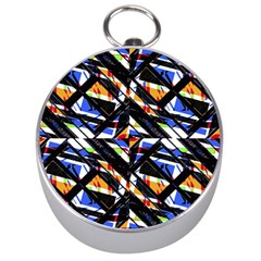 Multicolor Geometric Abstract Pattern Silver Compasses by dflcprints