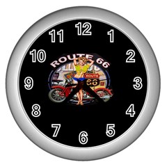 Route 66 Wall Clocks (silver)  by ArtworkByPatrick