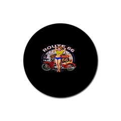 Route 66 Rubber Round Coaster (4 Pack)  by ArtworkByPatrick