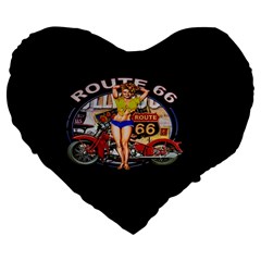 Route 66 Large 19  Premium Flano Heart Shape Cushions by ArtworkByPatrick