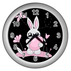 Easter Bunny  Wall Clocks (silver)  by Valentinaart