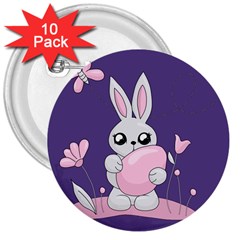 Easter Bunny  3  Buttons (10 Pack)  by Valentinaart