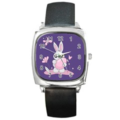 Easter Bunny  Square Metal Watch by Valentinaart