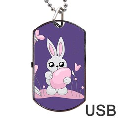 Easter Bunny  Dog Tag Usb Flash (one Side) by Valentinaart