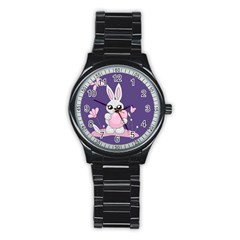 Easter Bunny  Stainless Steel Round Watch by Valentinaart